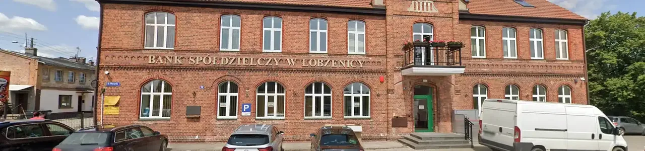 Zdjęcie placówki Banku Spółdzielczego przy ulicy 1 Maja w Łobżenicy
