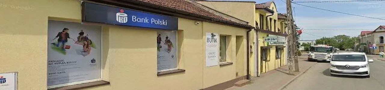 Zdjęcie placówki banku PKO Bank Polski przy ulicy Kościuszki w Lutomiersku