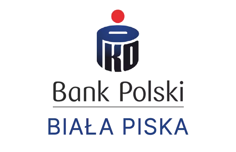 Logo białej piskiej placówki banku PKO Bank Polski SA
