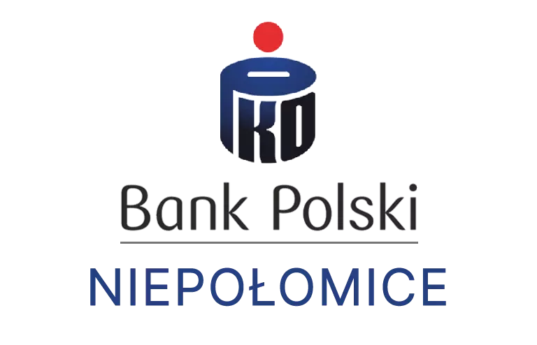 Logo niepołomickiej placówki banku PKO Bank Polski SA