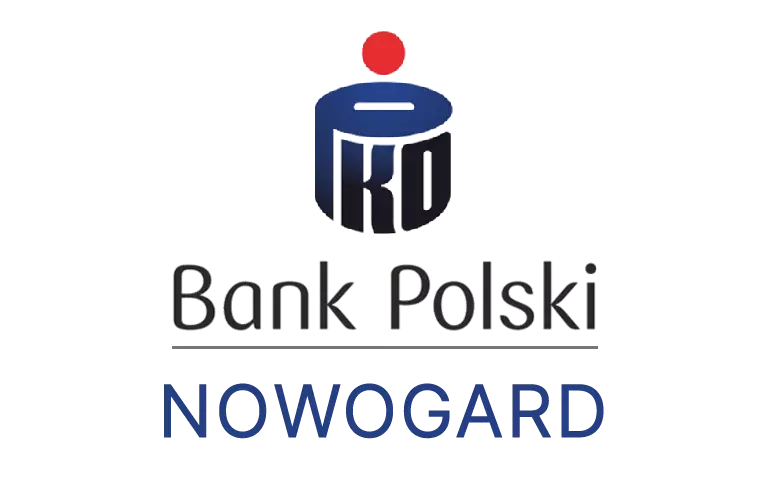 Logo nowogardzkiej placówki banku PKO Bank Polski SA