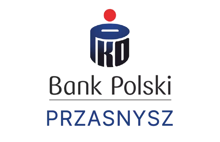 Logo przasnyskiej placówki banku PKO Bank Polski SA