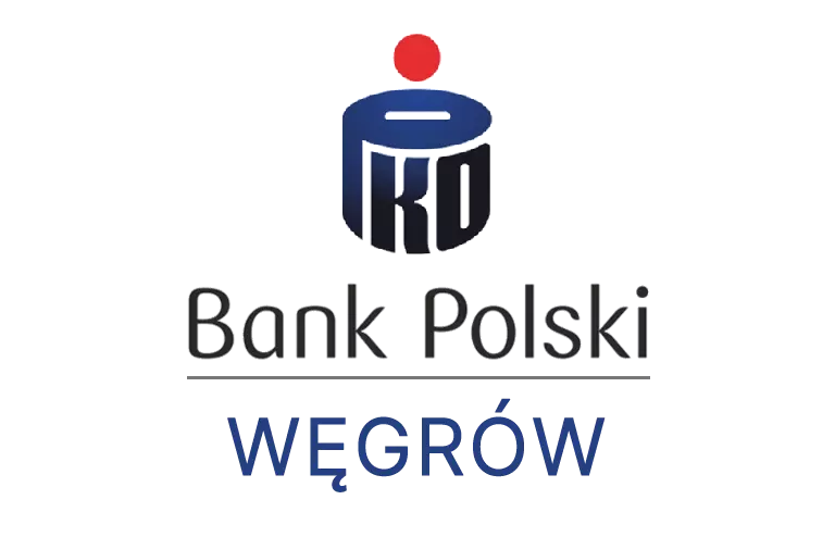 Logo węgrowskiej placówki banku PKO Bank Polski SA